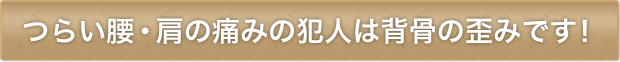つらい腰痛、肩こりの犯人は背骨の歪みです