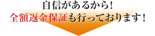 自信があるから!全額返金保証も行っております!